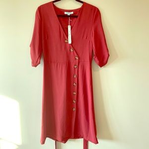 She + Sky maroon V-neck midi dress🍁🍂❤️